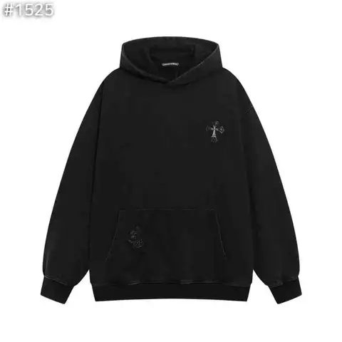 크롬하츠 비즈 포인트 레더 크로스 후드티셔츠
