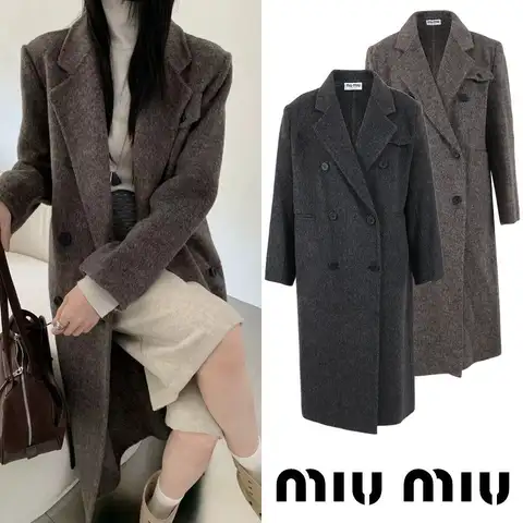 미우미우 25FW 더블버튼 캐시미어 핸드메이드 코트