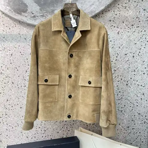 프라다 스웨이드 보머 재킷 스톤