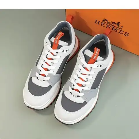 에르메스 리더 스니커즈 트윌 카프스킨 스웨이드 고트스킨 & 멀티꼴로르 그리 쿼츠