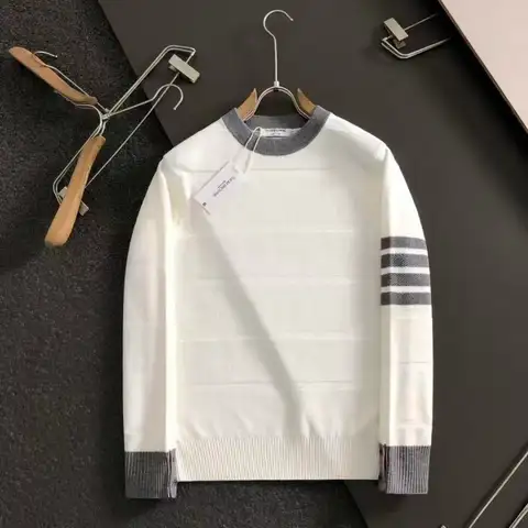 톰브라운 배색 4바 양모 라운드(아이보리/그레이)