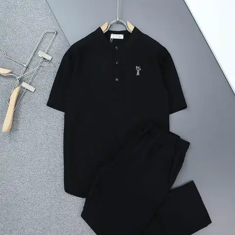 브루넬로 쿠치넬리 자수로고 린넨 헨리넥 셋업 세트