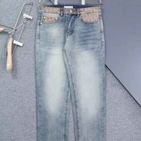 디올 오블리크 스틸로고 패치 워싱 데님 팬츠