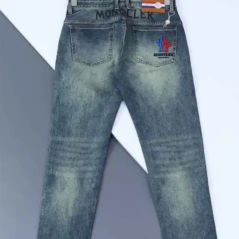 몽클레어 남성 빅로고 데님 팬츠