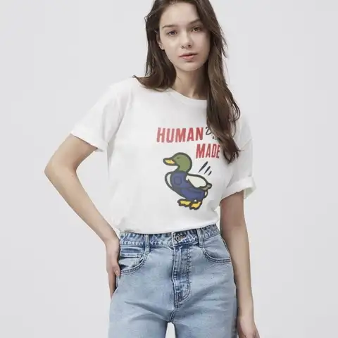 휴먼메이드 그래픽 드라이 덕 티셔츠 (화이트/블랙) (남여공용) (커플추천)