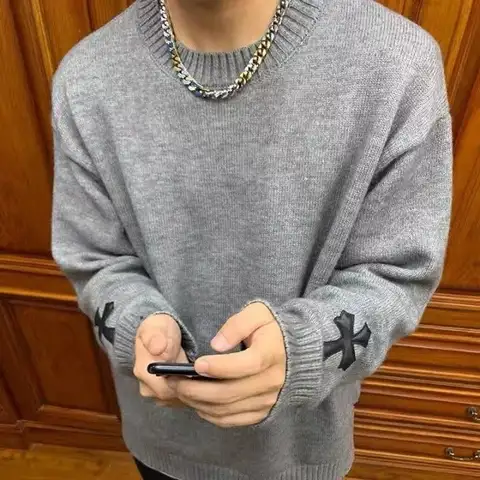 크롬하츠 크로스 패치 인서트 니트
