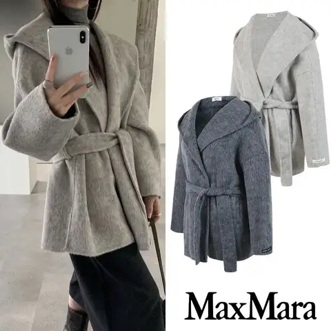 막스마라 25FW 후드 카멜헤어 핸드메이드 하프코트