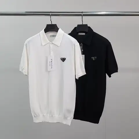 프라다 로고와펜 클래식 반팔 카라 니트