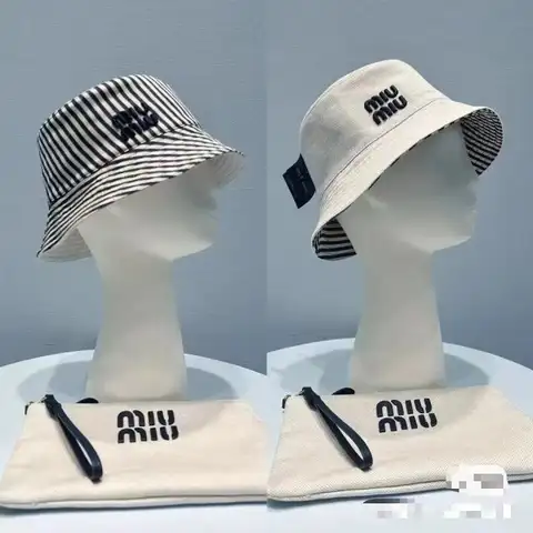 미우미우 스트라이프 양면 버킷햇