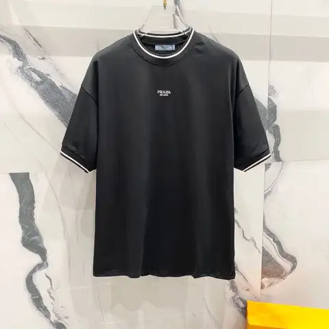 프라다 레터링 자수로고 코튼 라운드 (블랙/화이트)
