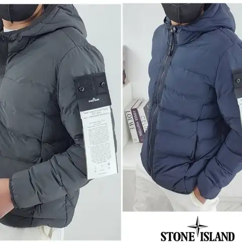스톤아일랜드 와펜 패치 경량 후드 패딩