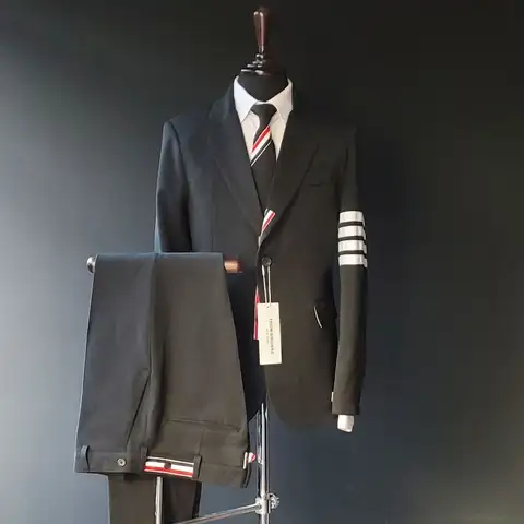 톰브라운 사선완장 정장 세트 (블랙/그레이)