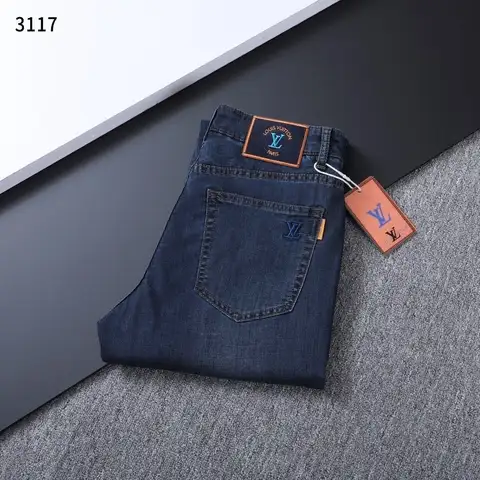 루이비통 Lv 자수 데님 팬츠