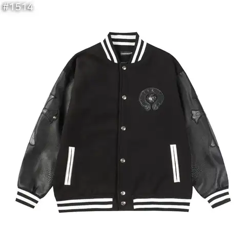 크롬하츠 크로스 레더 홀스슈 바시티 자켓