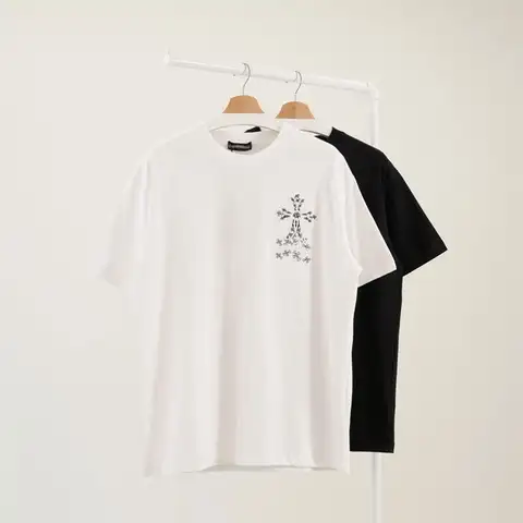 크롬하츠 크로스 더블 모노그램 자수 반팔 티셔츠