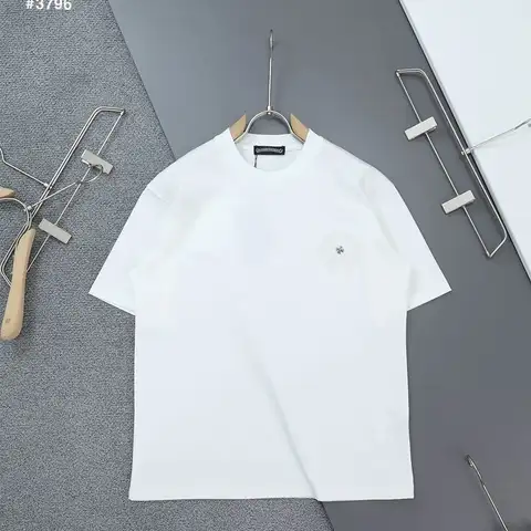 크롬하츠 홀스슈 레터링자수 라운드 반팔 티셔츠 화이트