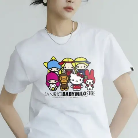 베이프 산리오모임 베이비마일로 스토어 티셔츠 (화이트/블랙) (남여공용) (커플추천)