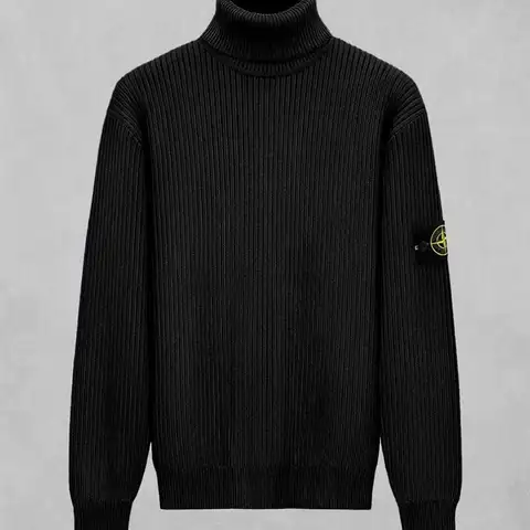 스톤아일랜드 와펜 패치 리브드 터틀넥 니트 풀오버