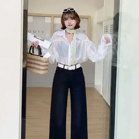 디올 봄 일짜 바지 (블렉/진청)
