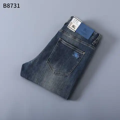 버버리 블루패치 자수로고 데님진