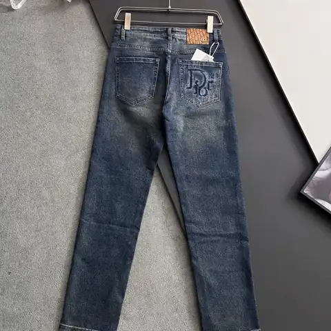 디올 로고 포켓 포인트 워싱스판 데님진