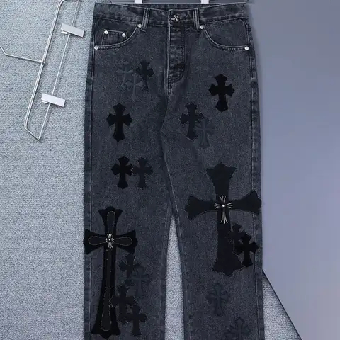 크롬하츠 멀티 크로스 워싱 데님 청바지