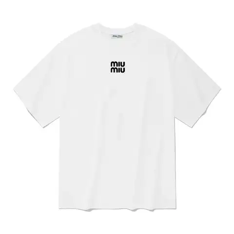 미우미우 벨벳 투탑 타이포 티셔츠 (화이트/블랙) (남여공용) (커플추천)