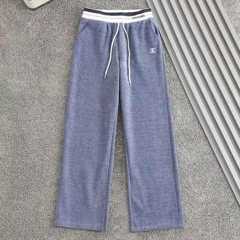 샤넬 26ss 여성 자수로고 스판 밴딩 와이드팬츠