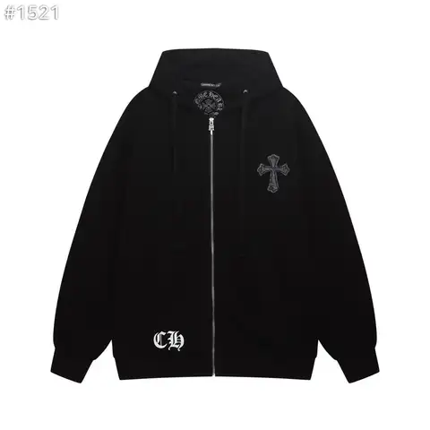 크롬하츠 대거 포인트 레더 크로스 후드 집업 자켓