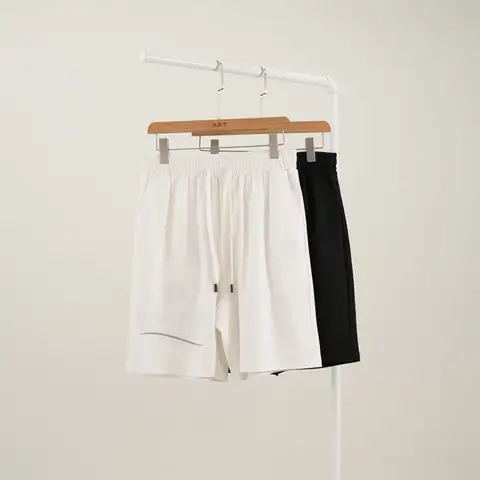 발렌시아가 웨이브 레터링 빈티지 자수 로고 코튼 하프 팬츠