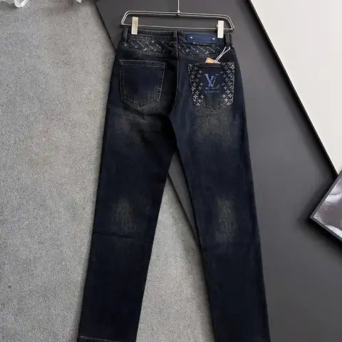 루이비통 모노그램 로고포인트 워싱스판 데님진