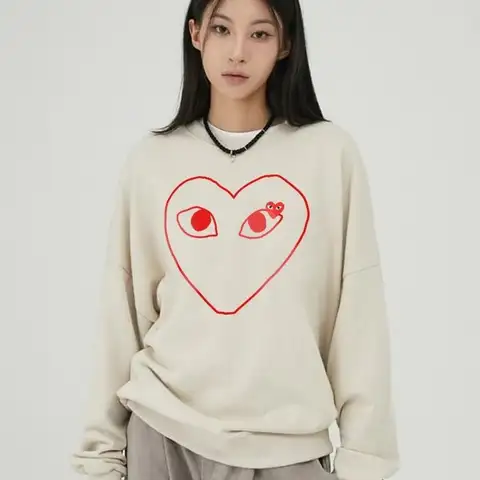 꼼데가르송 레드 더블 하트 라인 프린팅 맨투맨 (8개 컬러) (남여공용) (커플추천)