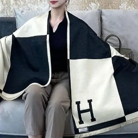 에르메스 H 포인트 리버시블 숄 머플러