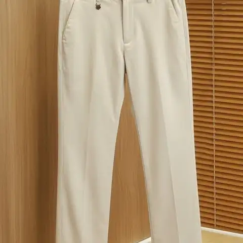 로로피아나 로고 패치 세미슬랙스 팬츠 (베이지/블랙)